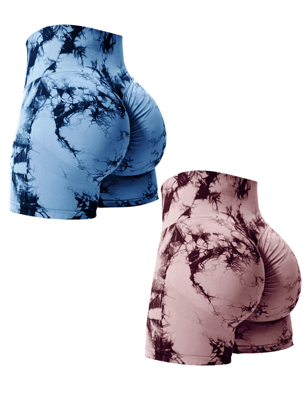 2PCS Tie Dye Butt Lifting Sexy Gym Shorts Woman