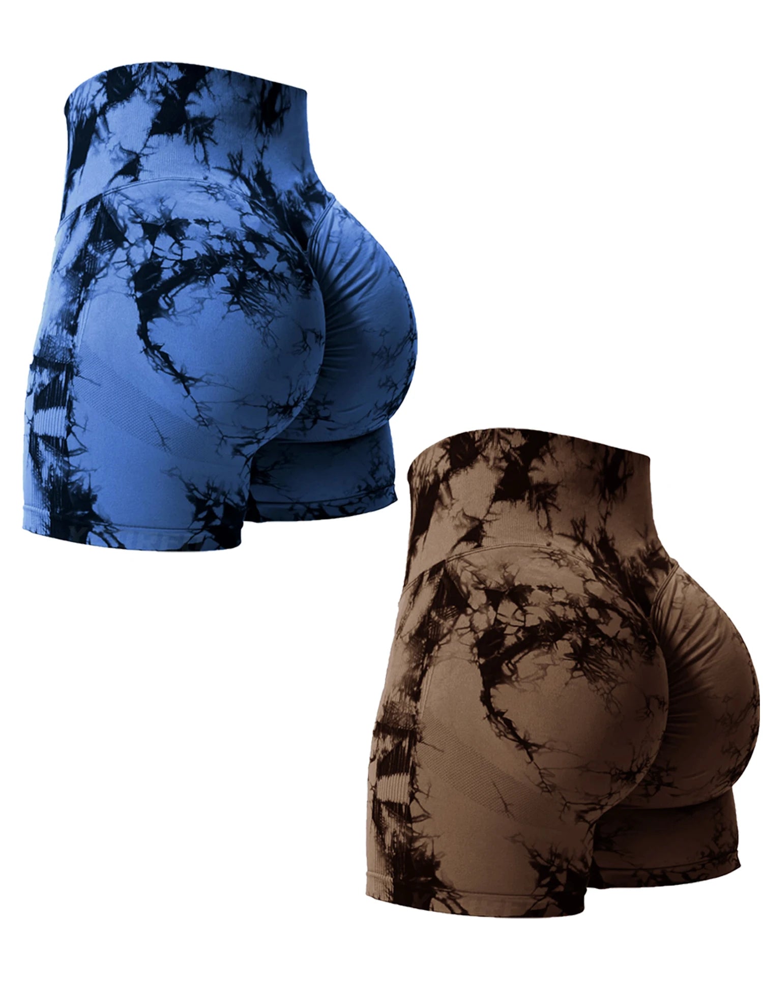 2PCS Tie Dye Butt Lifting Sexy Gym Shorts Woman