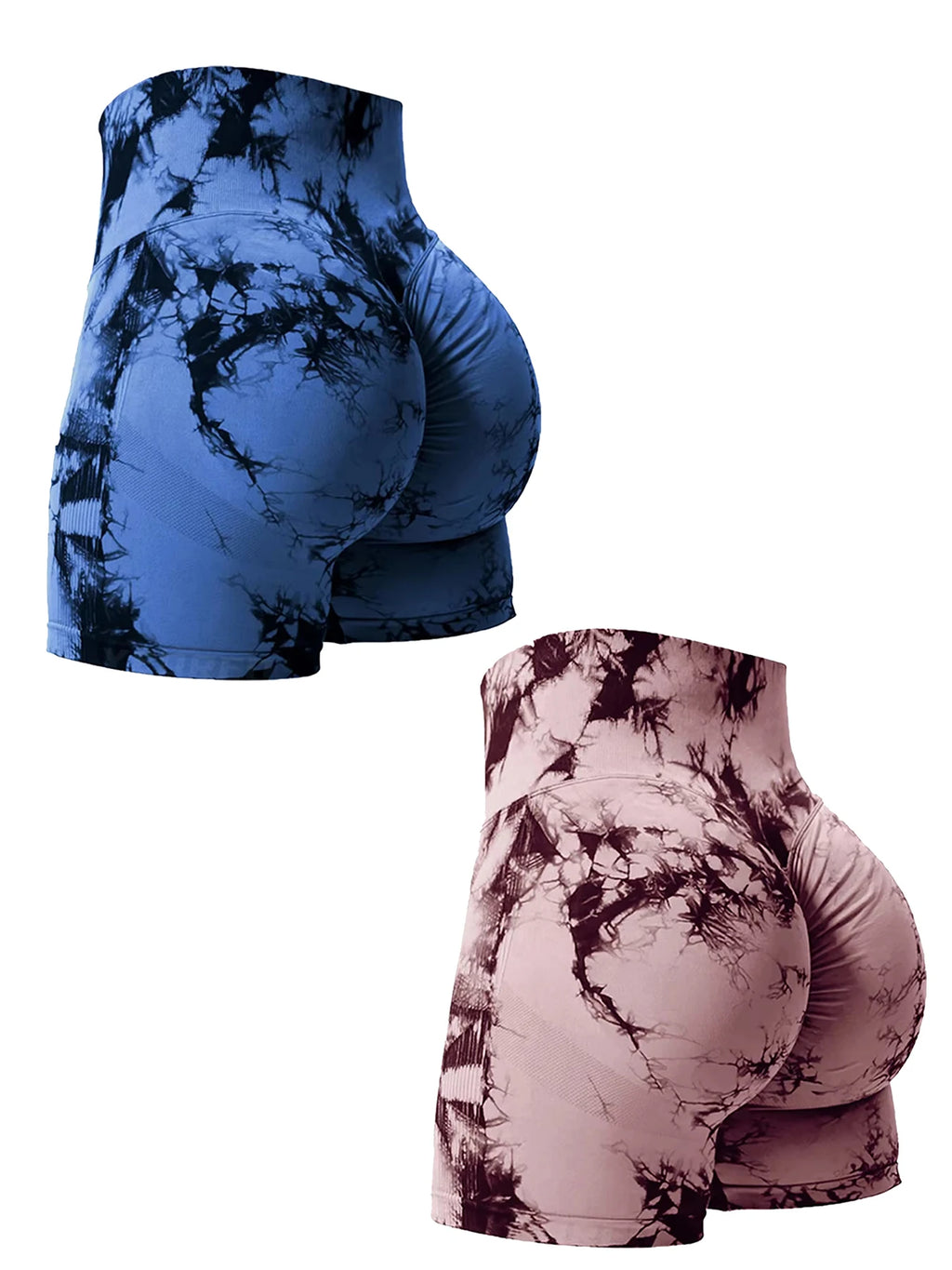 2PCS Tie Dye Butt Lifting Sexy Gym Shorts Woman