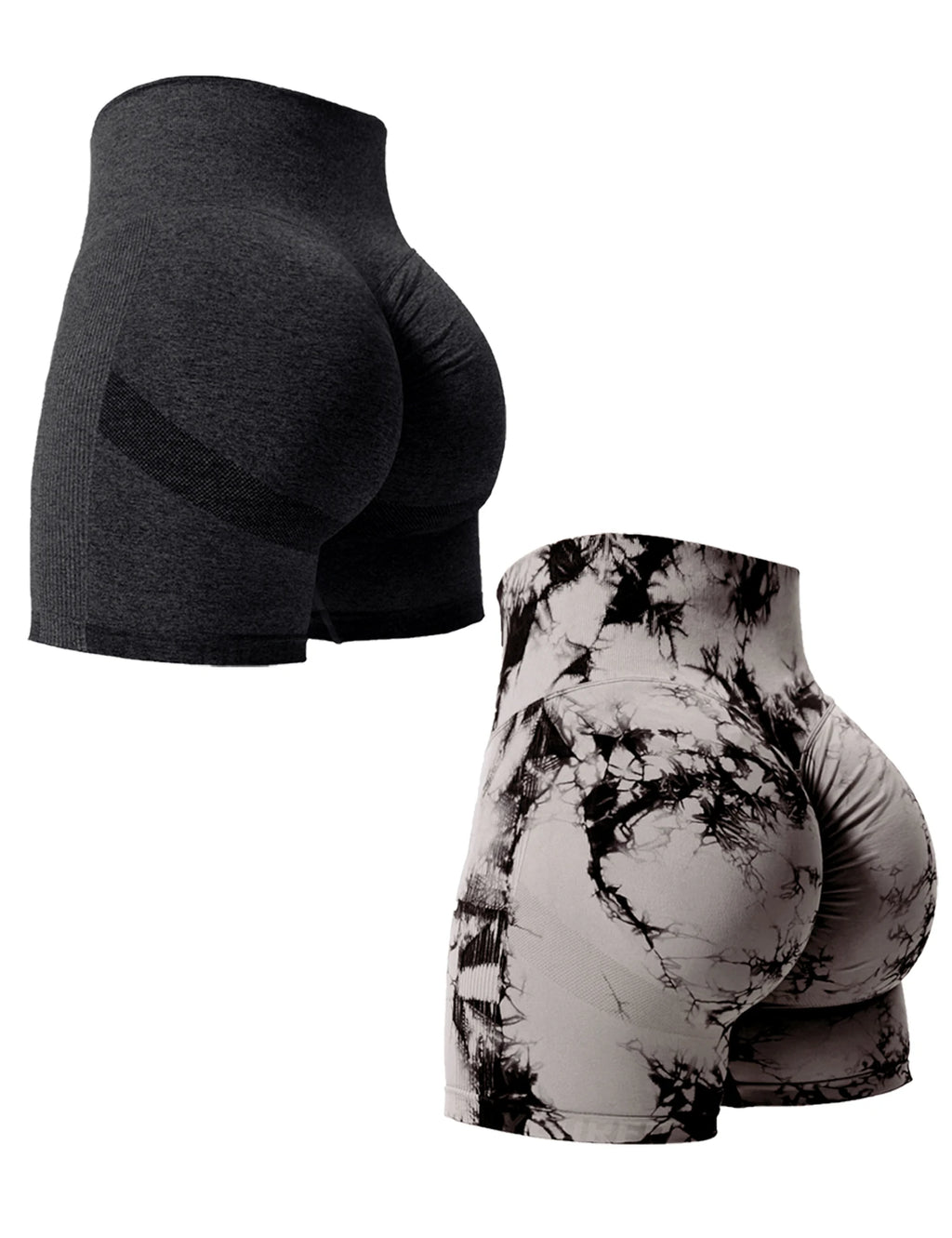 2PCS Tie Dye Butt Lifting Sexy Gym Shorts Woman