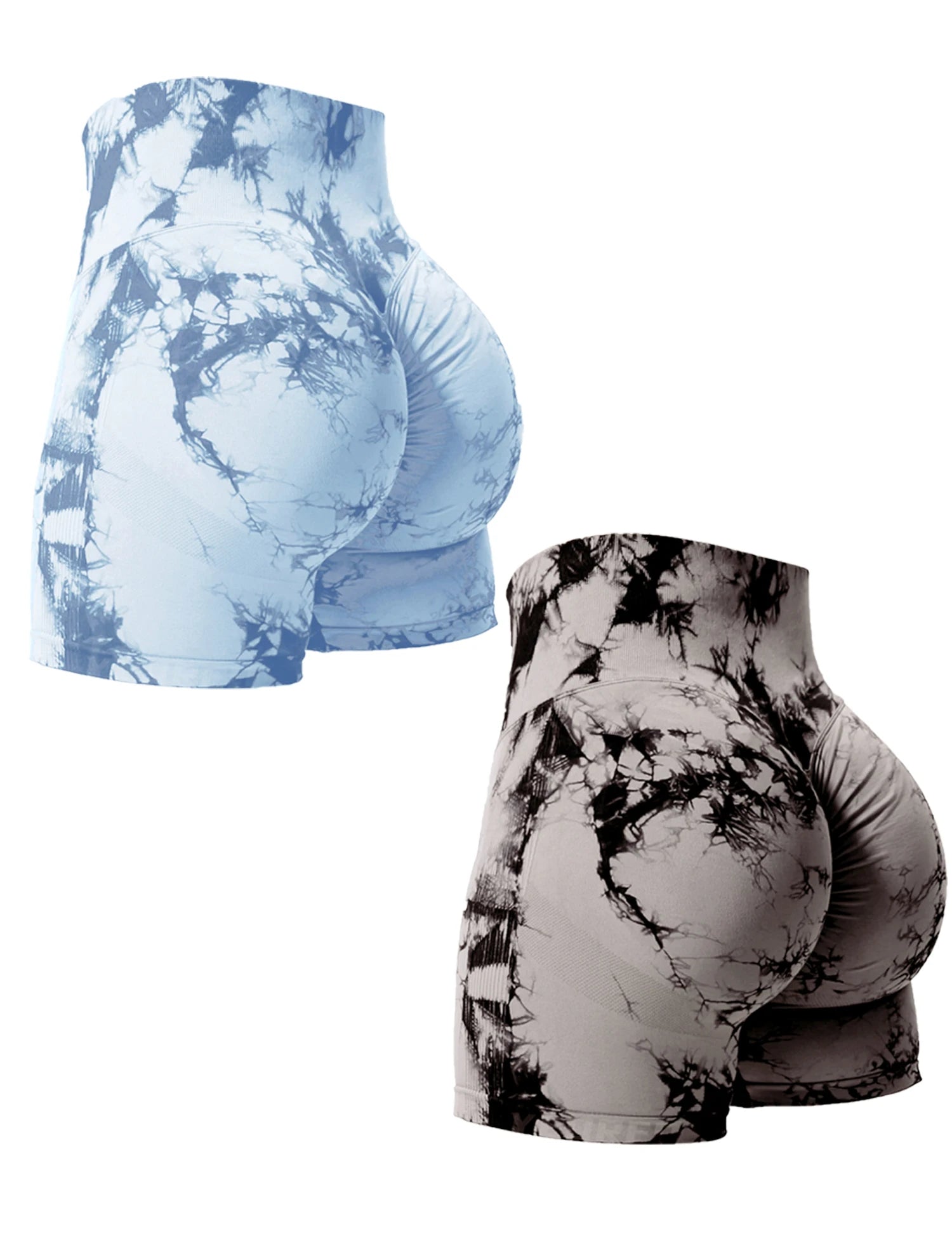 2PCS Tie Dye Butt Lifting Sexy Gym Shorts Woman