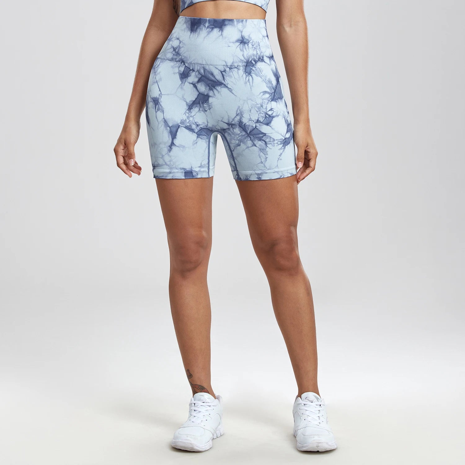 2PCS Tie Dye Butt Lifting Sexy Gym Shorts Woman