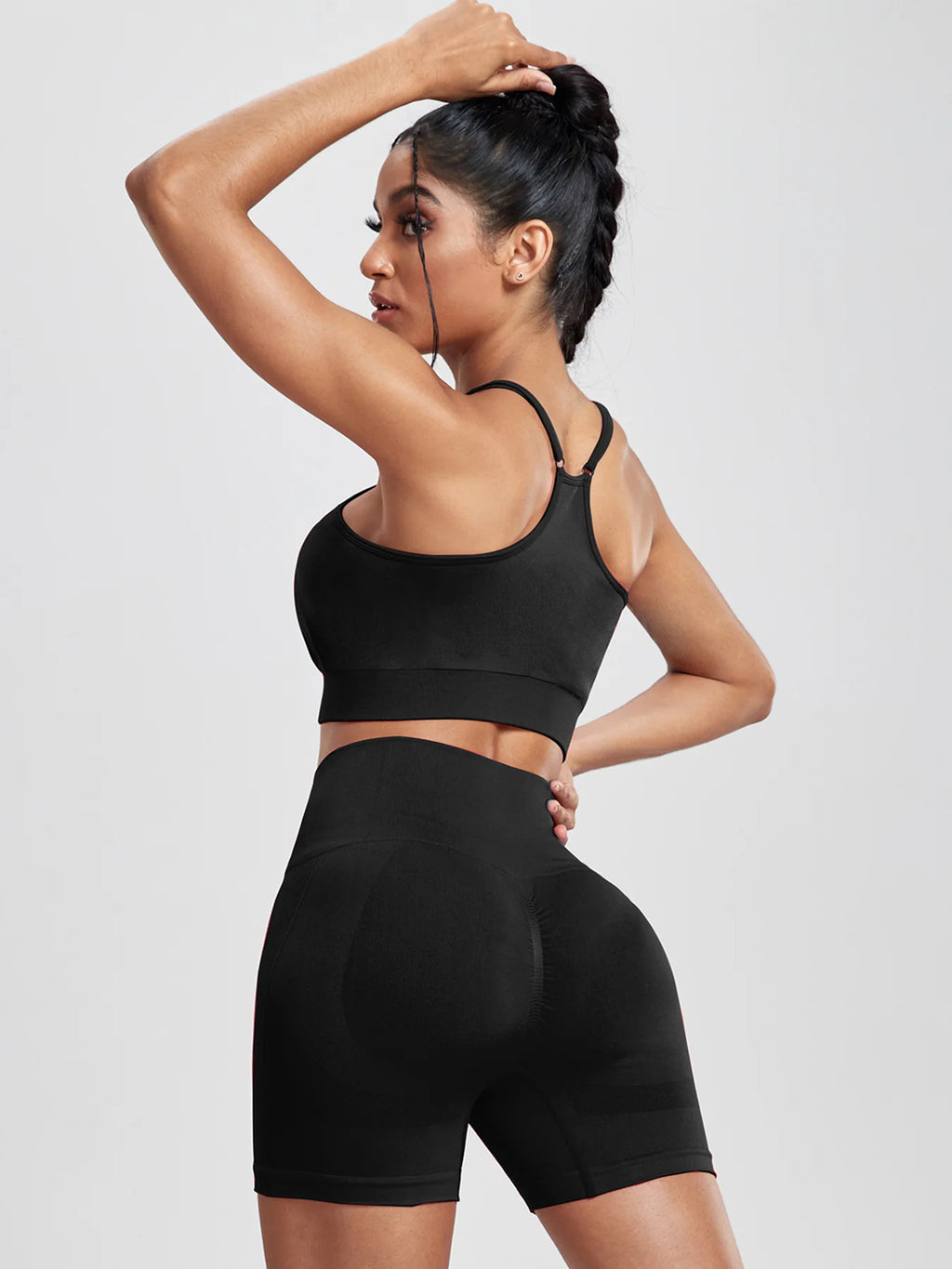 2PCS Tie Dye Butt Lifting Sexy Gym Shorts Woman