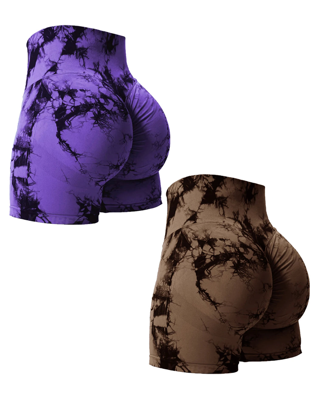 2PCS Tie Dye Butt Lifting Sexy Gym Shorts Woman