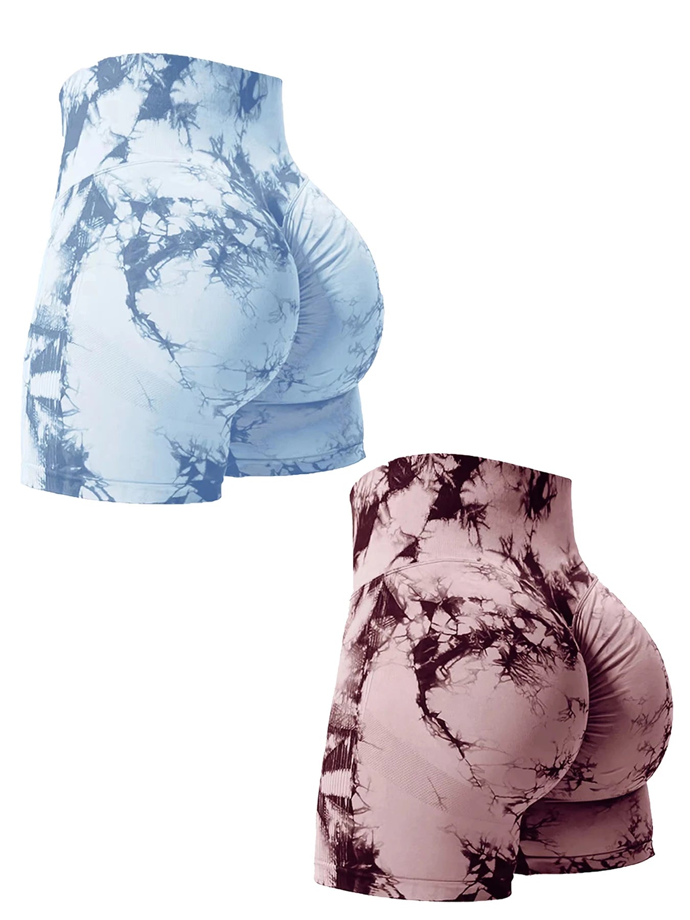 2PCS Tie Dye Butt Lifting Sexy Gym Shorts Woman