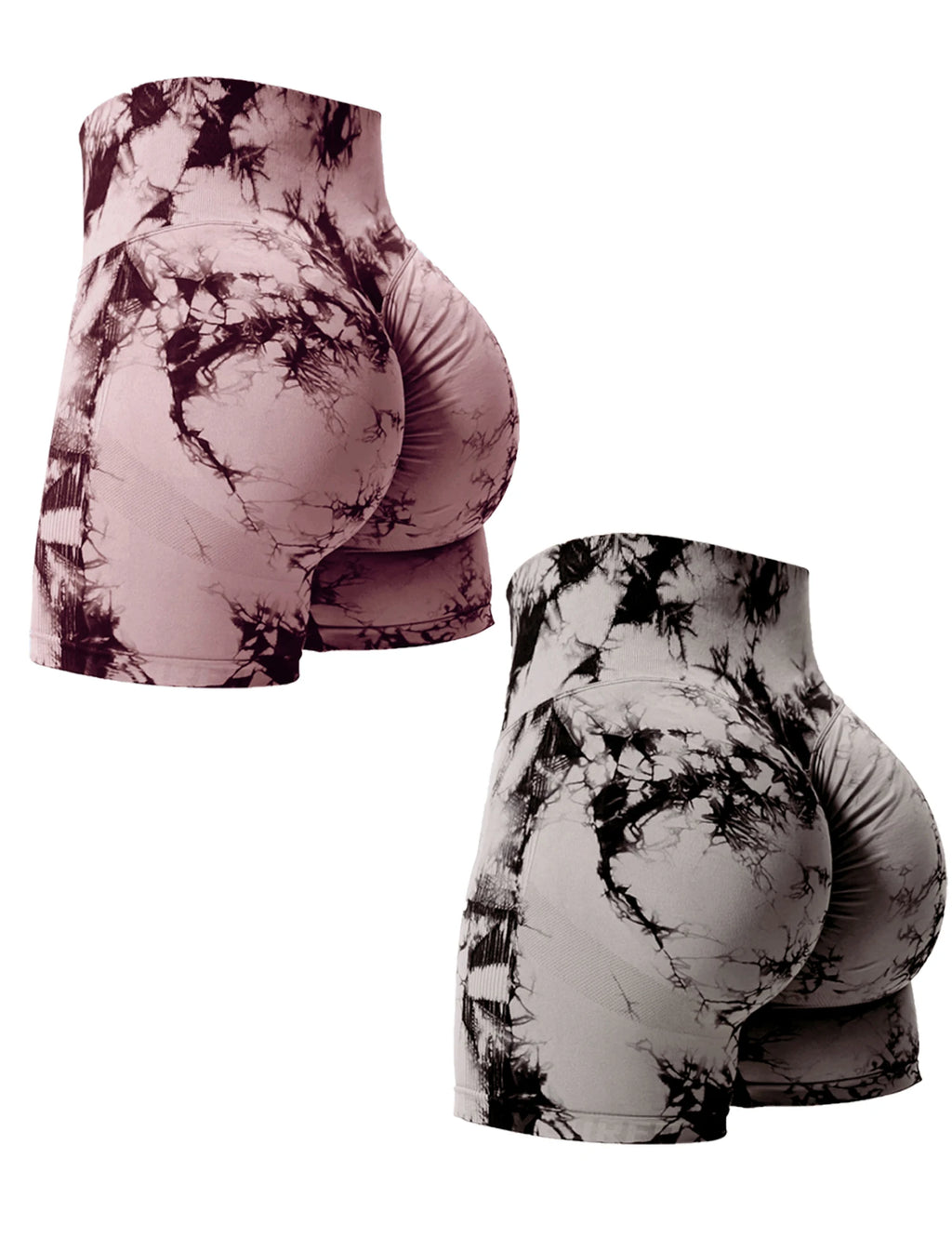 2PCS Tie Dye Butt Lifting Sexy Gym Shorts Woman
